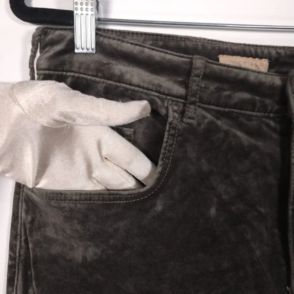 Anthropologie Pilcro Women’s Demilune Boot Velvet Flare Jeans MOSS Size 31‎
